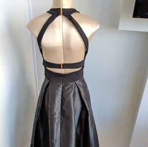 High-low hem black cocktail dress